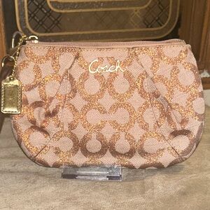Coach Signature Bronze Metallic C Zipper Pouch